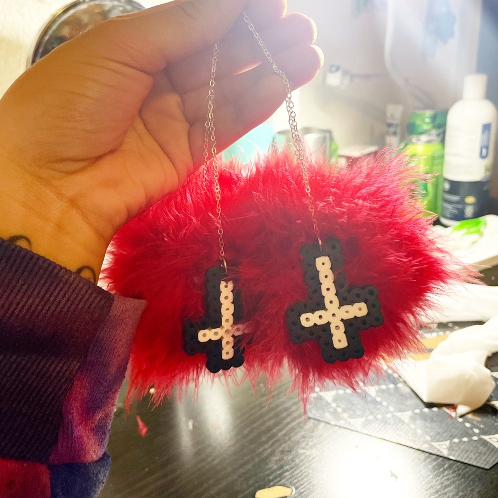 Vibrant Red Fluffy Stash Earrings